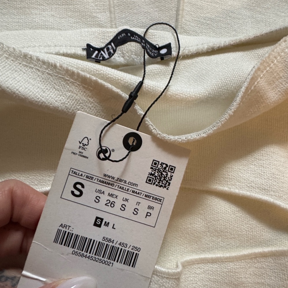Zara Cream Ribbed Knit midi dress - Picture 3 of 4